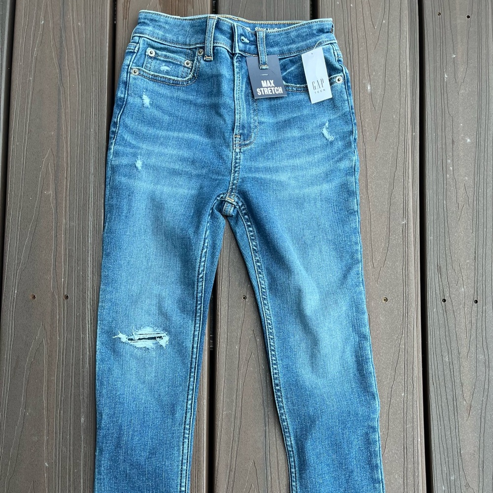 Gap Teen Size 8 Sky High Skinny Ankle Distressed Jeans